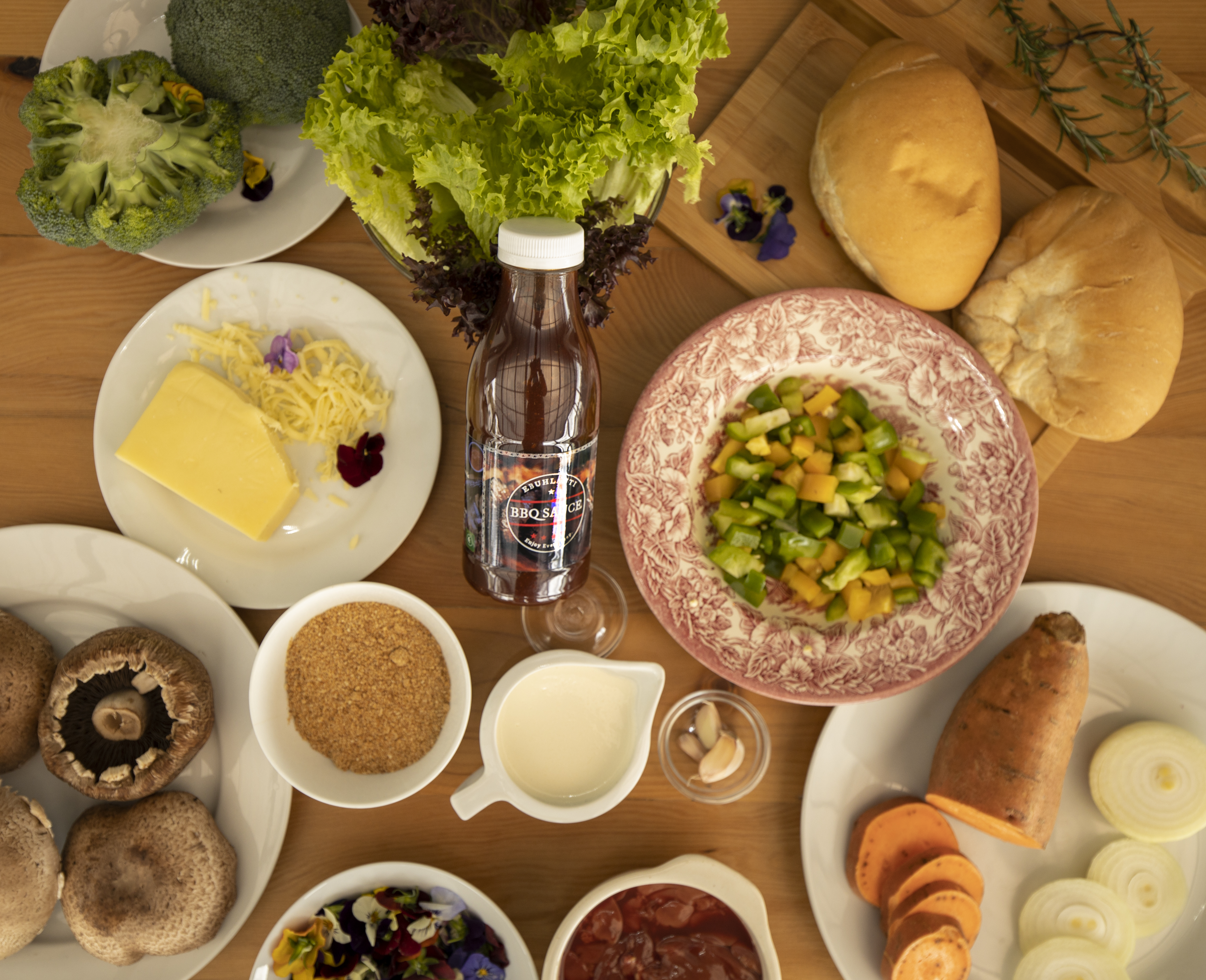 BBQ sauce and ingredients on a table